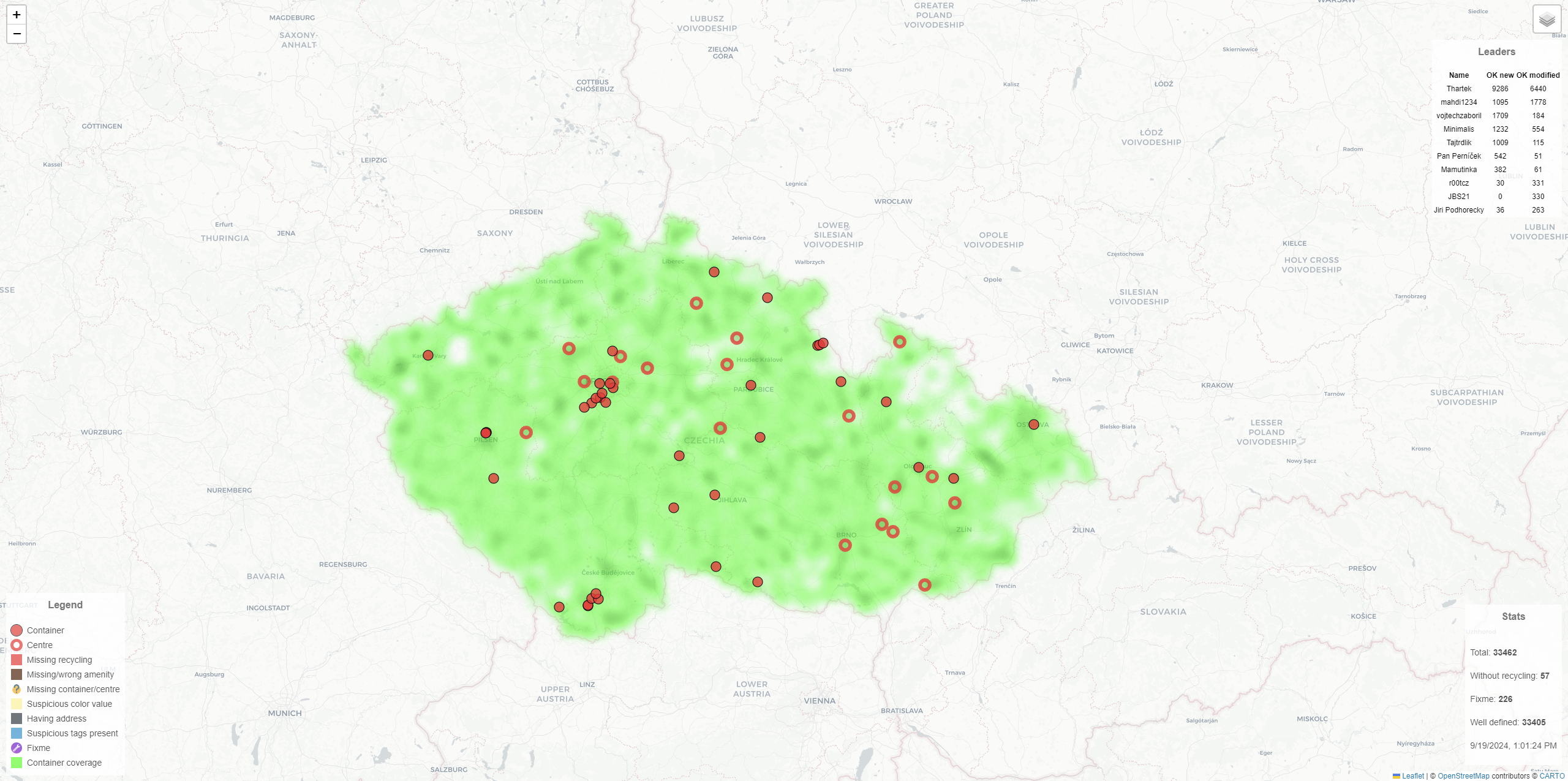 Map of containers